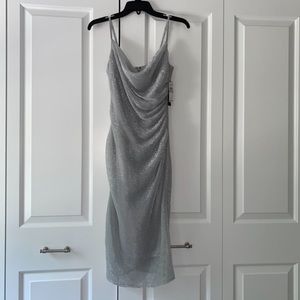 silver midi cocktail dress